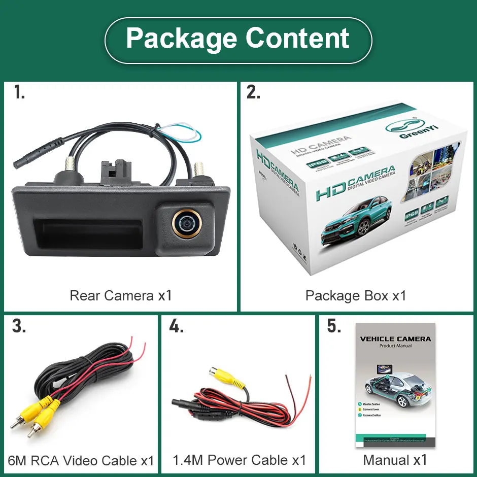 GreenYi 1080P HD 170° Car Rear View Camera for Volkswagen VW Passat Golf Polo B6 B7  Jetta Tiguan Touareg Audi A3 A4 A5 A6 S5