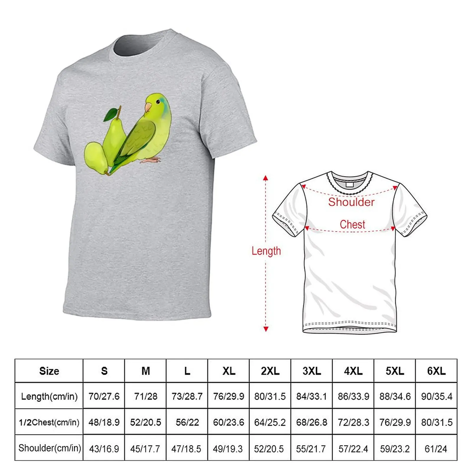 Cute Pear Parrotlet T-shirt for a boy customizeds funnys anime clothes men workout shirt