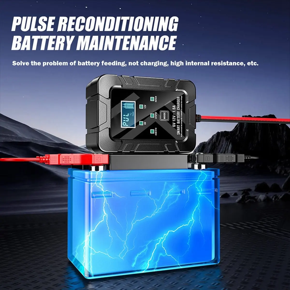 ABQE 6V 12V 1.5A Smart Car Battery Maintainer Battery Trickle Charger for RV Car Truck Motorcycle Fast Charger EU Plug