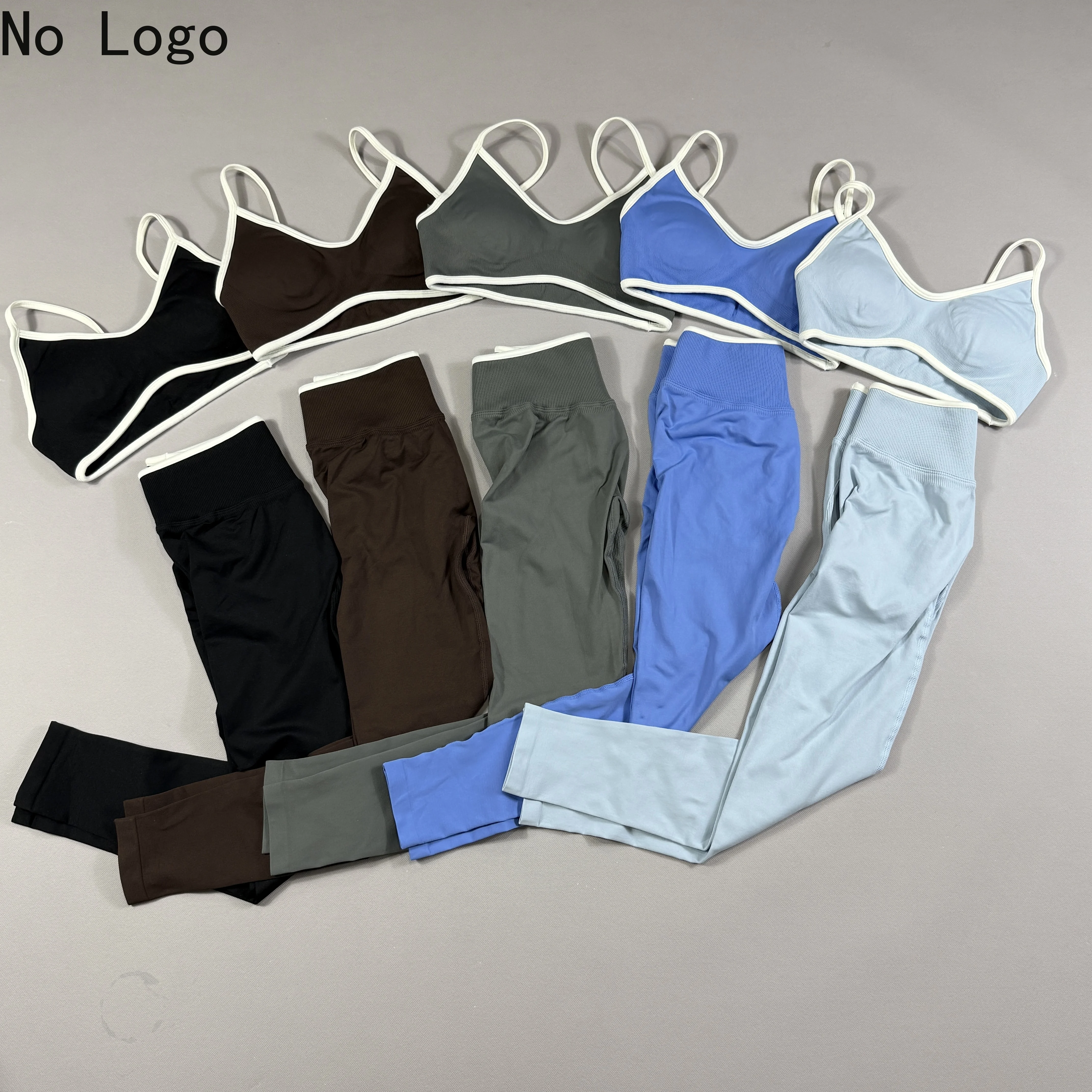 New Popular Model 2-Piece TE Sports Bra Leggings Yoga Fitness Cycling Elastic Lgnite Sculpt Scrunch Set Color Blocking