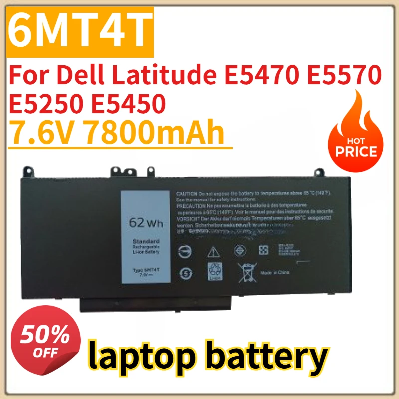 

New 7.6V 7800mAh 6MT4T laptop Battery for Dell Latitude E5470 E5570 E5250 E5450 Replacement battery