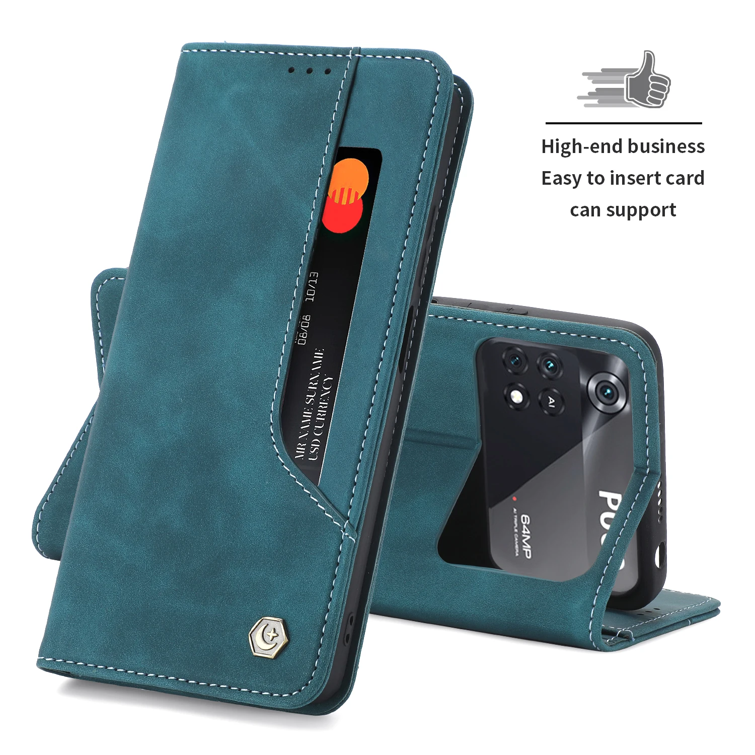 Skórzane etui na telefon Xiaomi Poco M4 Pro 4G M4Pro 2022 Flip Cover Mi Poco M 4 M4Pro Torby na telefon Magnetic Card Holder Book Style Wallet