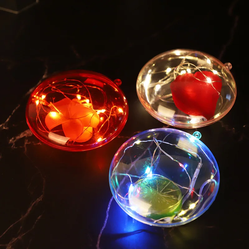 10pcs Transparent Flat Ball Plastic Clear Baubles Open Ball Candy Gifts Box 8/9cm Home Decor For Wedding Christmas Decoration