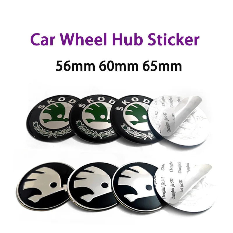 20pcs 56mm 60mm 65mm Skoda Wheel Center Sticker Hub Caps Rims Dust-Proof Cover Emblem Logo Decal For Octavia Superb Fabia Yeti