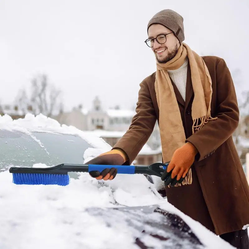 Snow Brush With Ice Scraper Retractable Snow Scraper With Foam Grip Snow Scraper And Brush For SUV Truck Automobile Vehicle