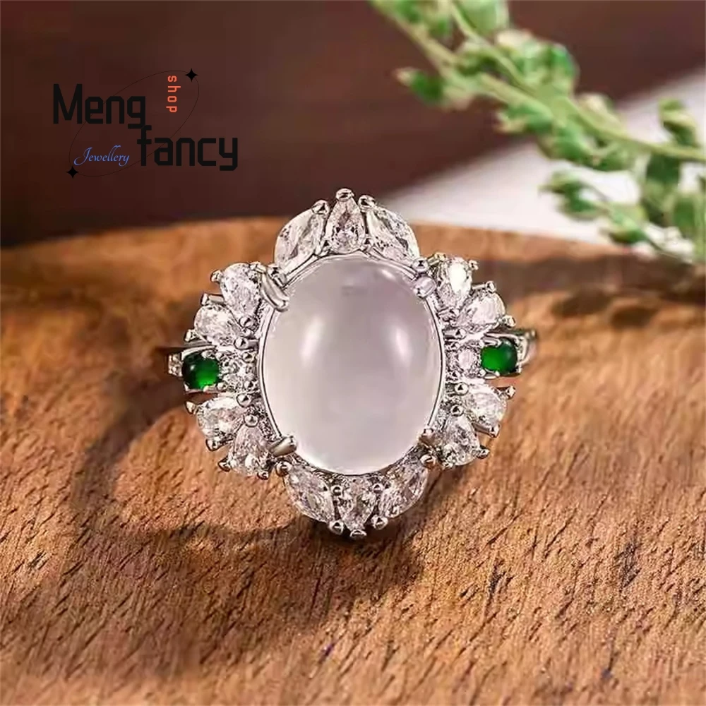 

A Light Luxury, Traditional Chinese Trend, Retro And Unique Ring With An Ice-Shaped White Base And Pigeon Eggs Fashion Jewelry