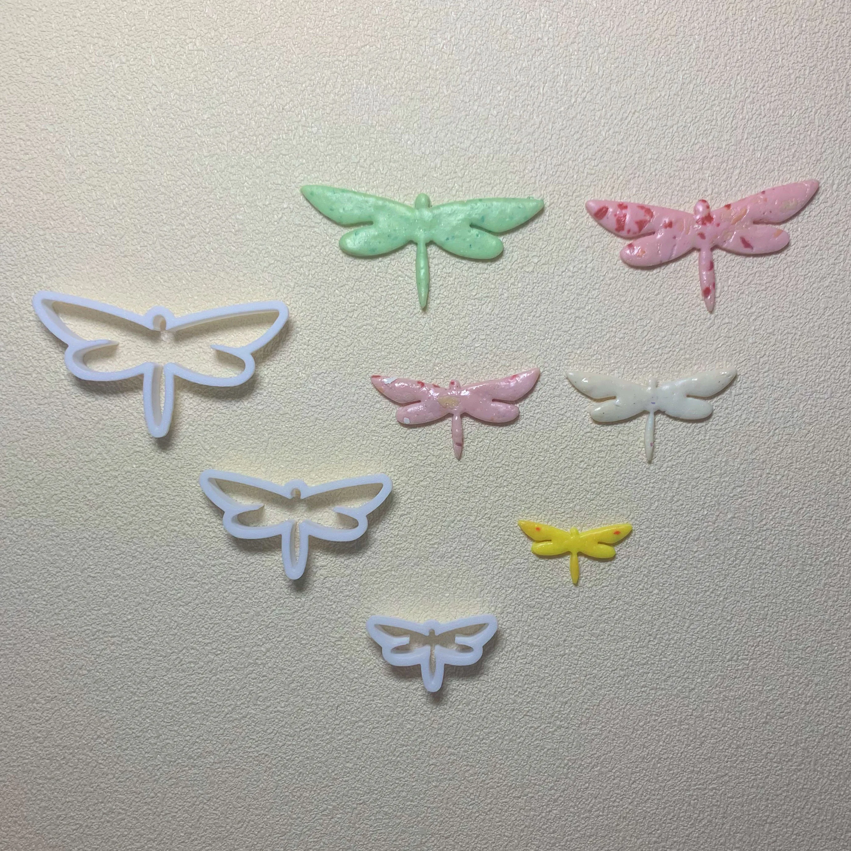 3 Sizes Dragonfly Shape Polymer Clay Molds Clay Cutters For DIY Earrings Jewelry Brooch Refrigerator Sticker Making