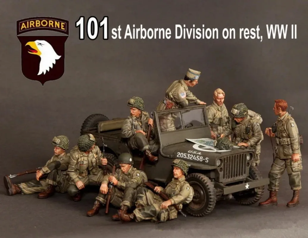 

1/35 Scale Resin Figures Model Kits Military Model 101st Airborne Division on Rest, WW II NO CAR Unassambled and Unpainted 175