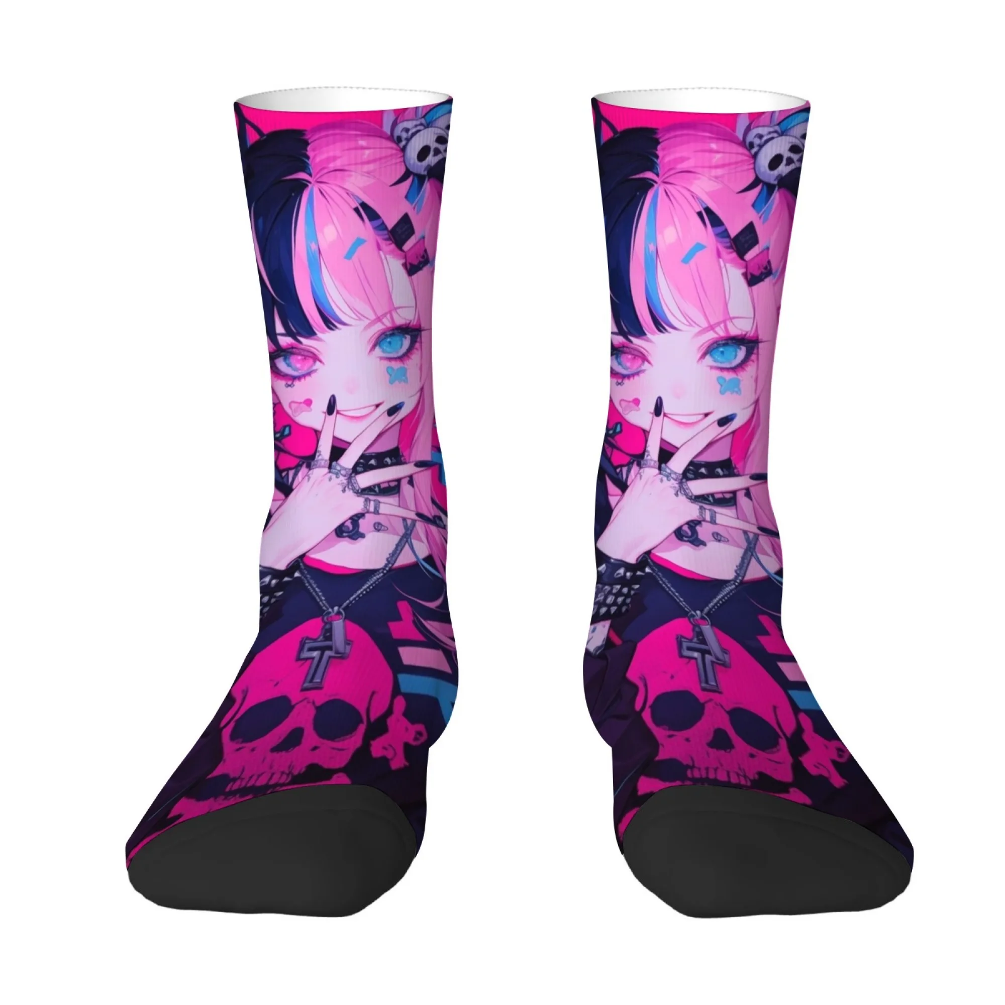 Cartoon Harajuku Style Girl Print Men's Socks Non-slip Durable Skin-friendly Socks Quirky Hip-hop Fashion Outdoor Street Socks