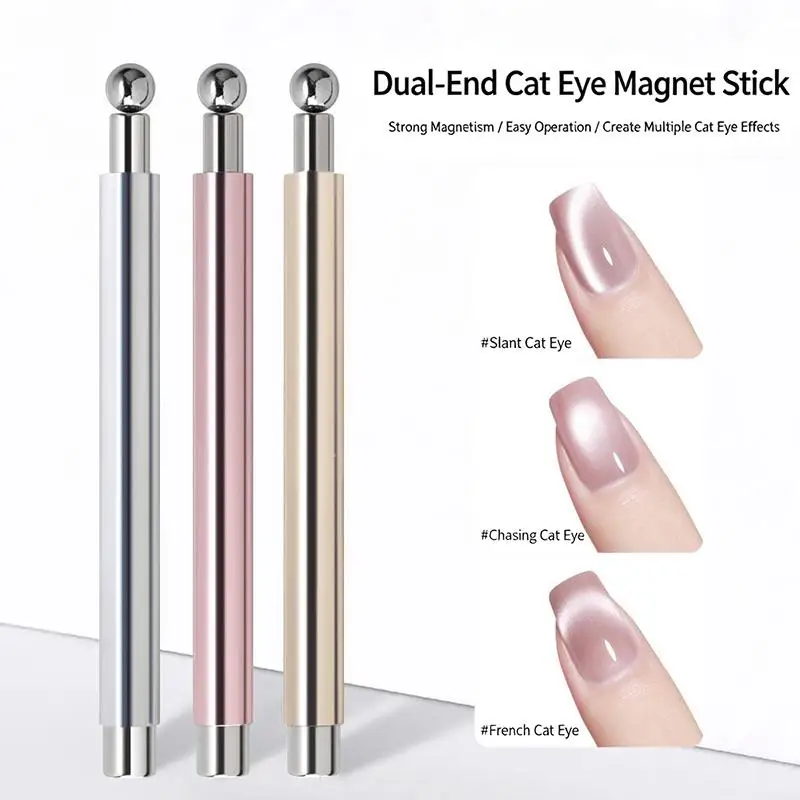 Nail Art Nail Magnetic Stick Cat Eye Magnetic Ball Aluminum Handle Cylindrical UV Gel Magnet Tools Double End Nail Design Tools