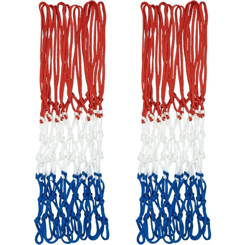 

Sanung Tricolor Basketball Net, 12 Loops 7 Knots Polyester Anti-Whip Basketball Net Replacement,All-Weather for Indoor Outdoor U