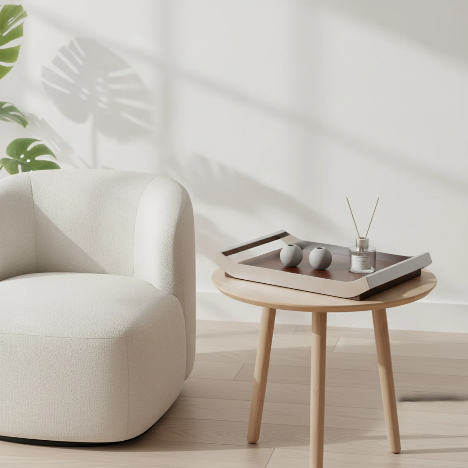 Decorative Tray with Handles Minimalist Wood and Metal Tray Wooden Low-Profile for Vanity