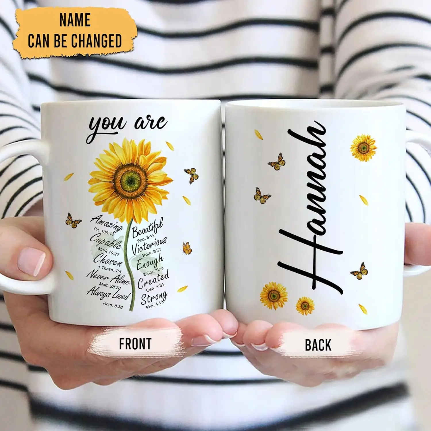 Personalized Religious Christian Mug Gifts For Women - Butterfly Floral Cross Mug - Birthday Christmas Gifts For Christians