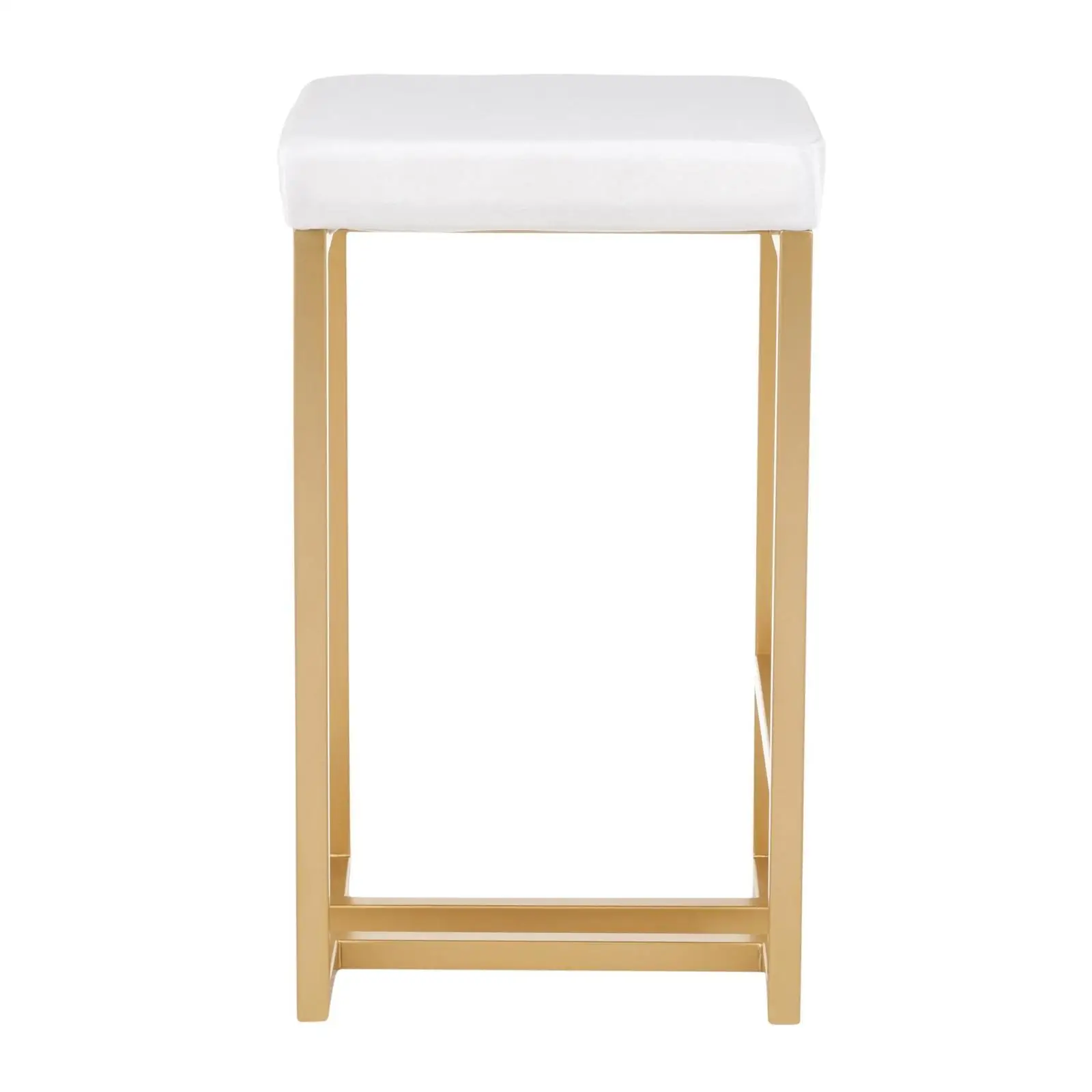Sgabello da bancone contemporaneo glamour da 26 pollici in oro con cuscino in velluto bianco
