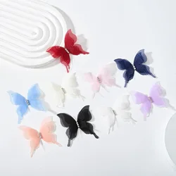 20pcs Gradient Color Organza Fabric Butterfly Appliques 3D 5CM Chiffon Butterfly Dreamy Translucent DIY Sewing Craft Decoration