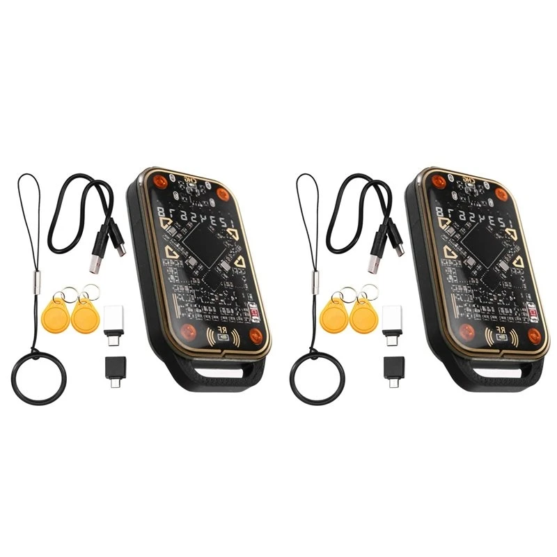 Y45A-2X Chameleon Ultra V3.0 RFID Smart Card Emulator Reader 125Khz 13.56Mhz ID IC Smart Card NFC Tag Copyer+4XUID Keychain