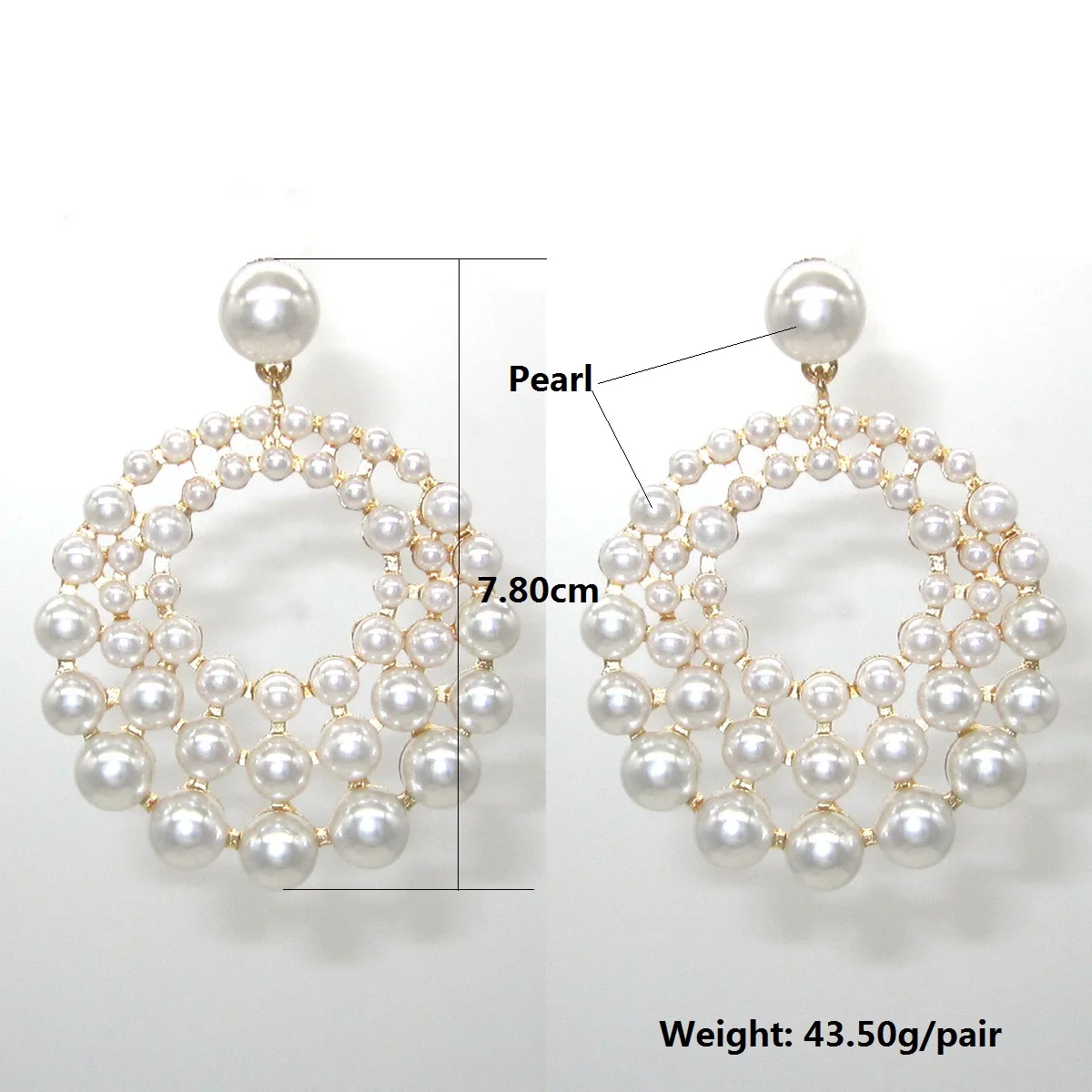 Zouchunfu Aretes Large Size Zinc Alloy Drop Shiny Pearl Big Earrings For Women Geometric Pendant Ear Bohemian Jewelry Oorbellen