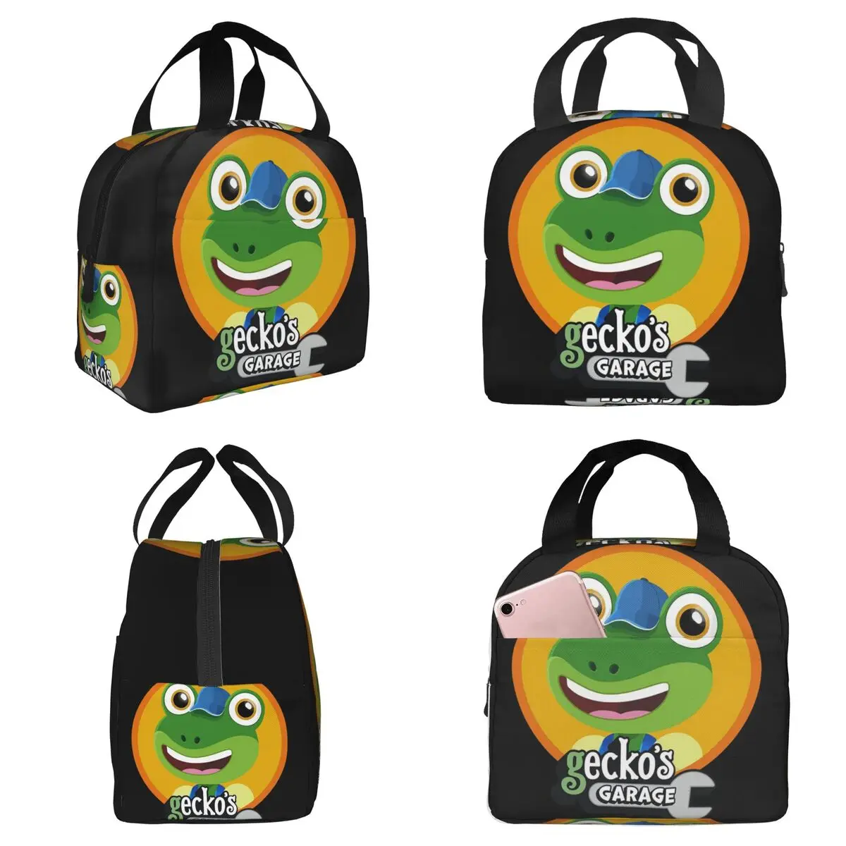 

Термосумка для обедов Kids Garage Geckos для женщин, офисная термосумка-холодильник, портативный контейнер для еды