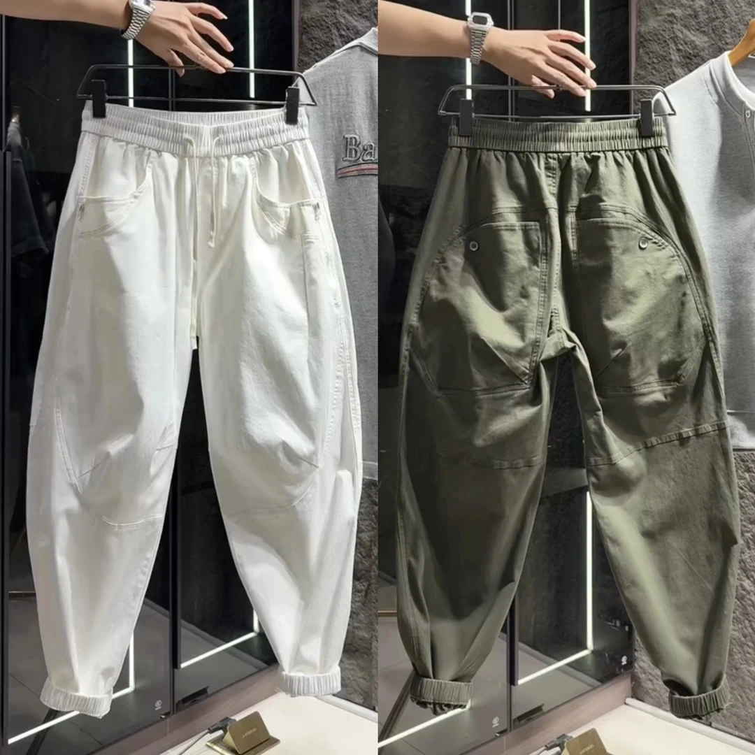 Fall New American Workwear Pants Men's Luxury Fashion Versatile Zipper Large Pocket Casual Trousers Loose Fit Knife 
