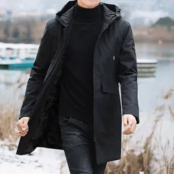 Veste d'hiver chaude pour hommes, manteau Parka Smile, coupe-vent à capuche noir, vêtements d'extérieur, parkas longues, grande taille, 8XL, nouveau, 2023