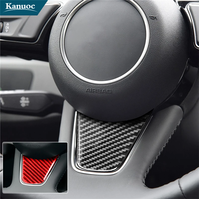 

Carbon Fiber Steering Wheel Chin Stickers Cover Trim For Audi A4 B9 RS4 S4 2017 2018 2019 Car Interior Decorative Accessories