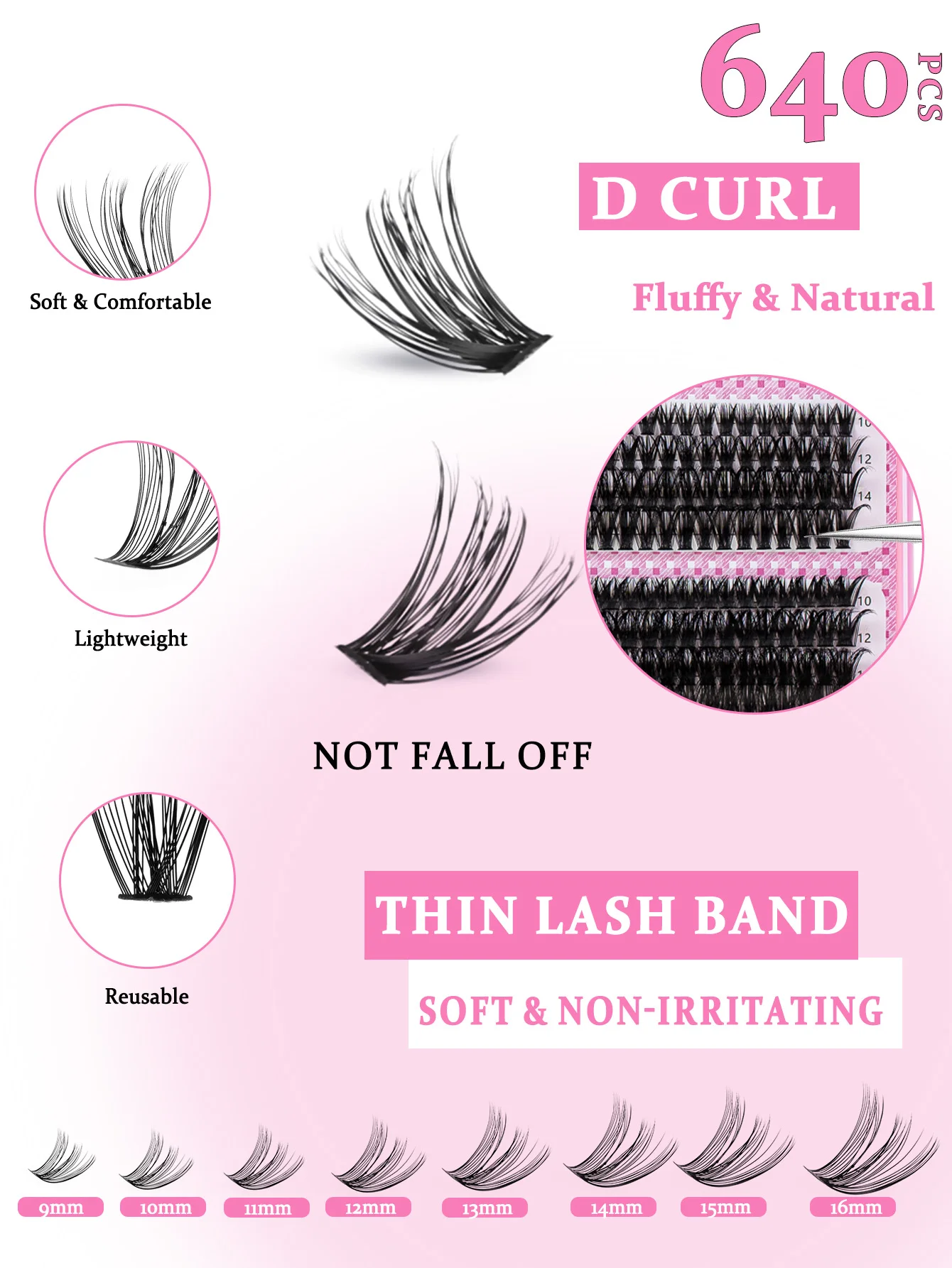 DIY klastry rzęs puszyste grube pojedyncze rzęsy duża pojemność 10D-100D zestaw do przedłużania rzęs z pęsetą Bond i Seal