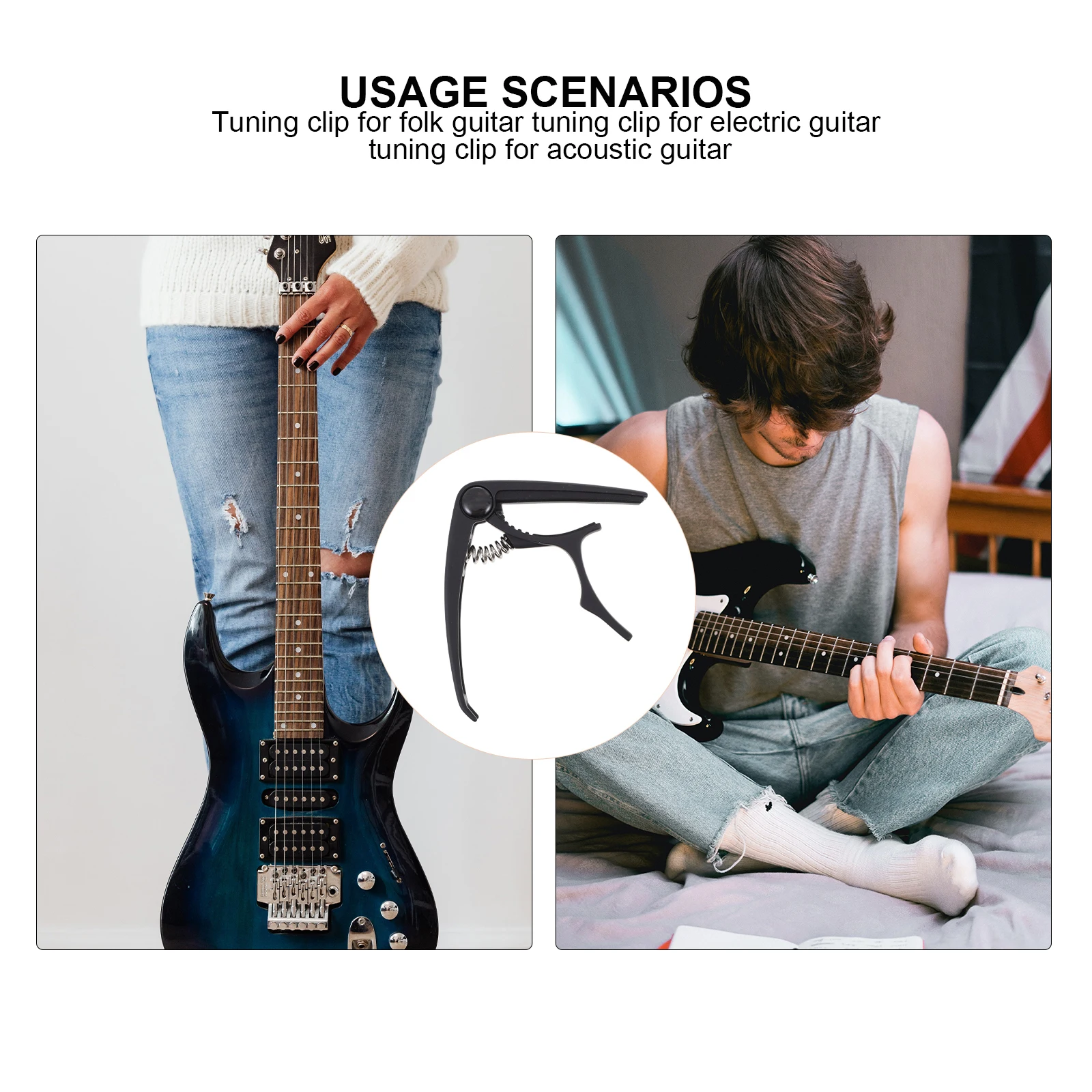 

Guitar Capo Tone Changer Acoustic Instrument Accessory Clipon Tuner Metal Clamp Electric Ukulele Banjo M Zinc Alloy Durable