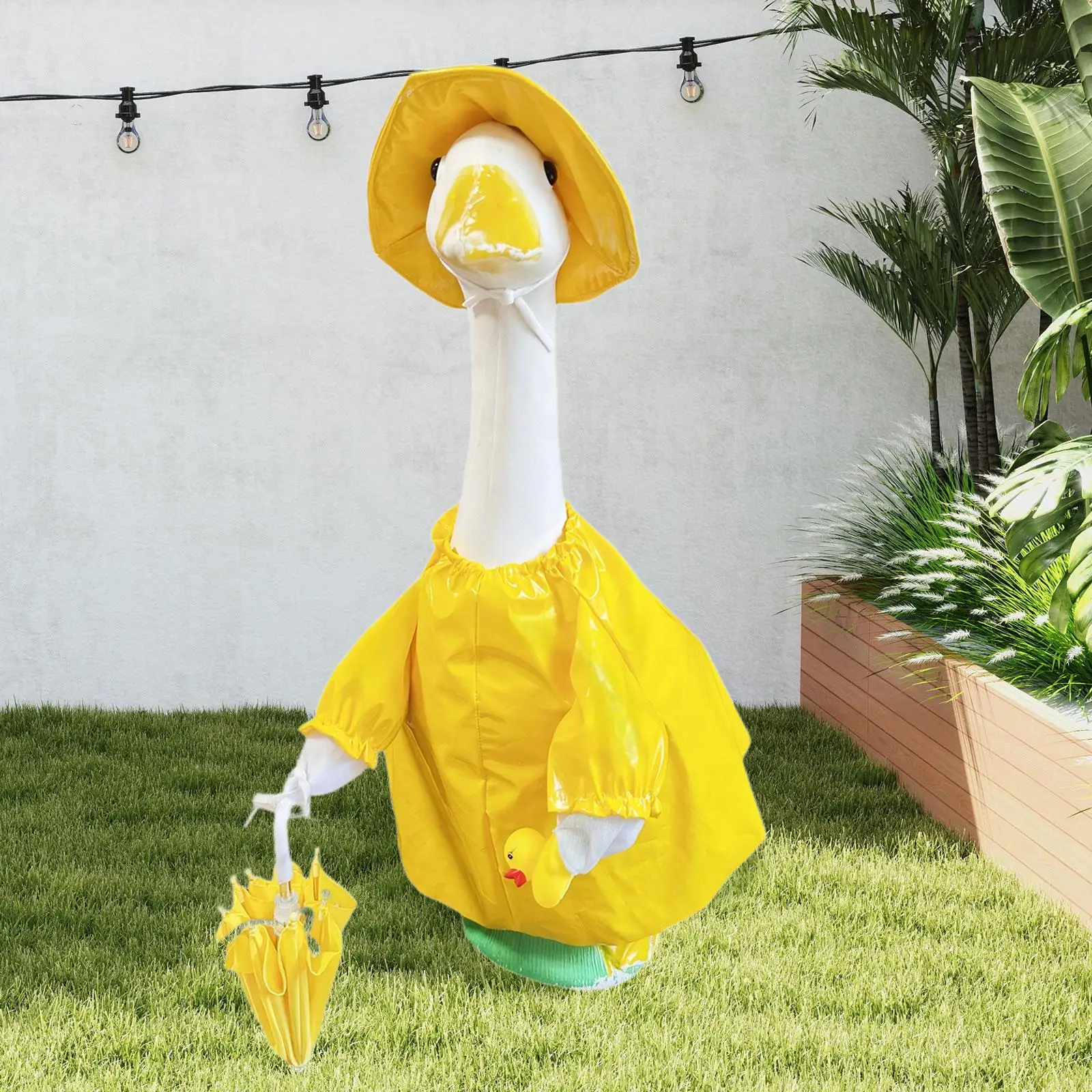 Porch Goose Raincoat Summer Theme Outfit Bird Decor Clothing for 23 Inch Lawn Goose Statue Accessory