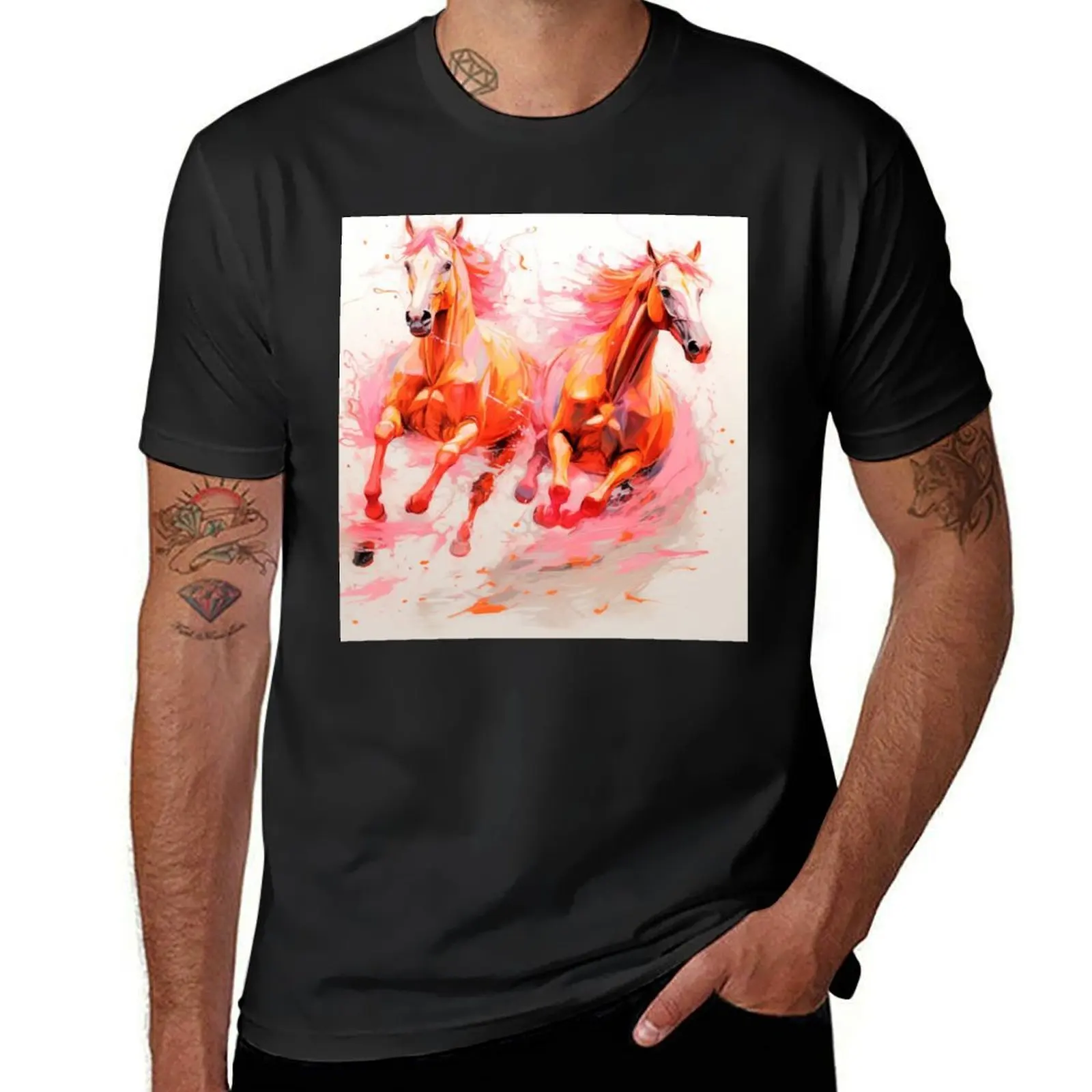 

Water Color wispy horses T-Shirt quick-drying blacks heavyweights t shirts for men