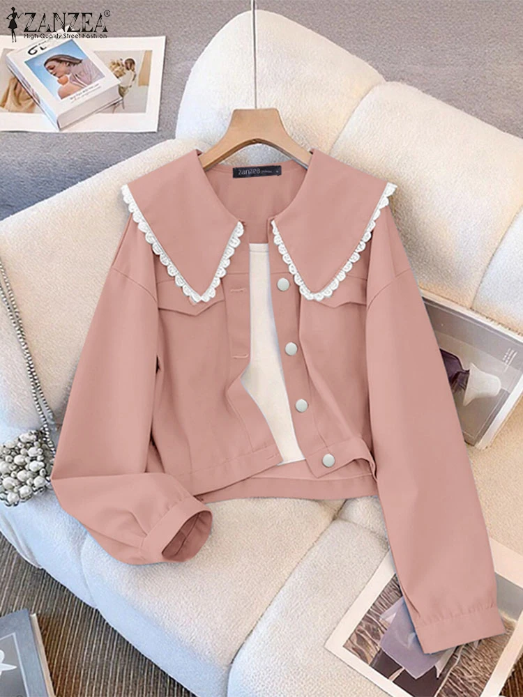 2025ZEA Frauen Mode Langarm Shirts Peter Pan Kragen Casual Spitze Bluse Herbst Elegante Büro Dame Tunika Tops Koreanische