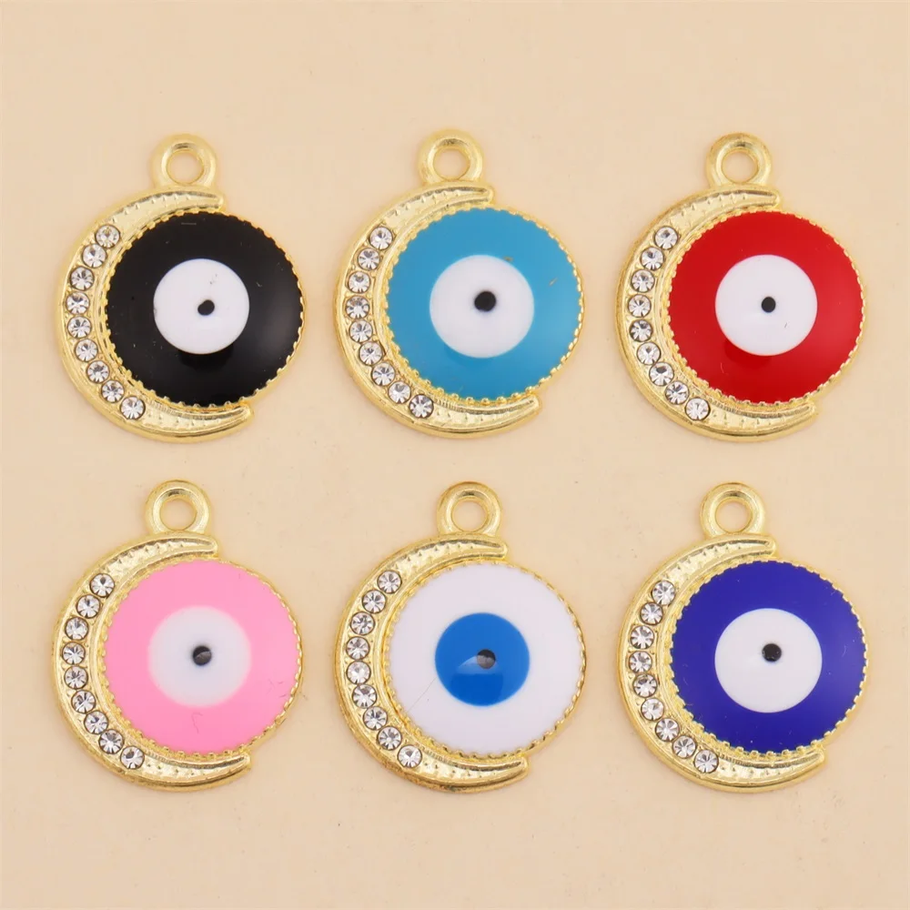 

10Pcs Gold Color Zircon Turkish Evil Eye Pendant for DIY Jewelry Making Necklace Accessories Fashion Charms Wholesale