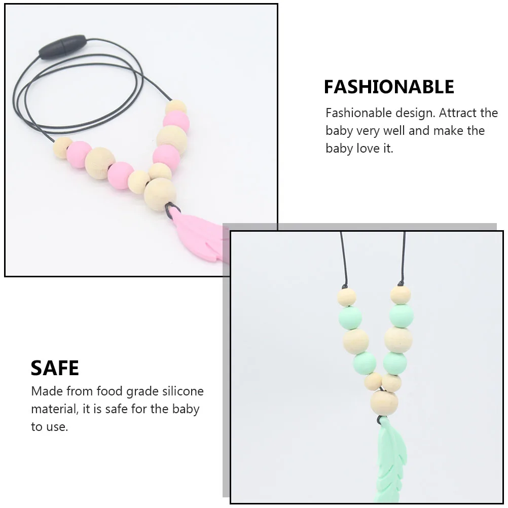 Collar de dentición para bebé, juguete Molar de silicona, collar para masticar, alivio del dolor de dientes infantiles, mordedor Molar sensorial para autismo, calidad alimentaria, 2 uds.