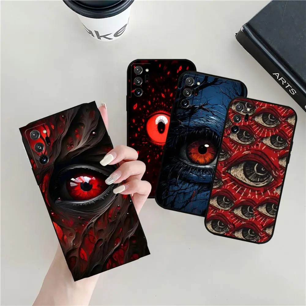 Scary Black Red Eye Case For Samsung Galaxy Note 20 10 Ultra Pro Plus M62 M51 M33 A15 A14 A13 A12 A06 A05S Case Balck Soft Cover