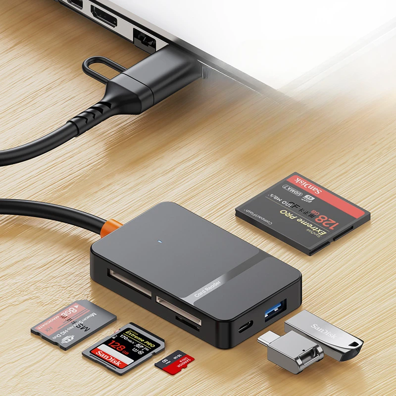 

The 8-in-1 multi-functional OTG laptop reader is compatible with TF/SD/MS/CF card ddd for both Apple and Android phones