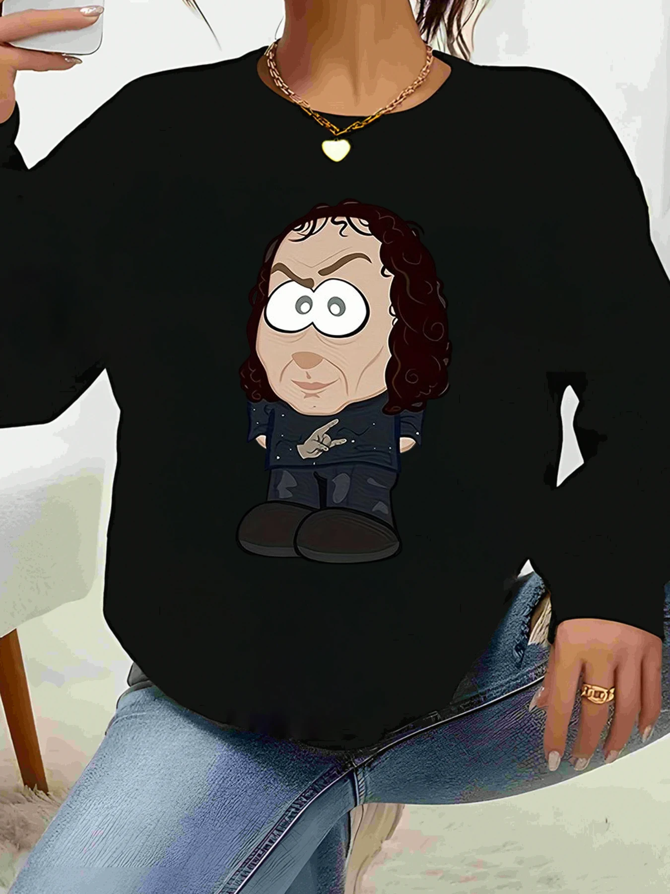 

Толстовка с круглым вырезом и принтом персонажей мультфильма, повседневная одежда на Хэллоуин, женская одежда