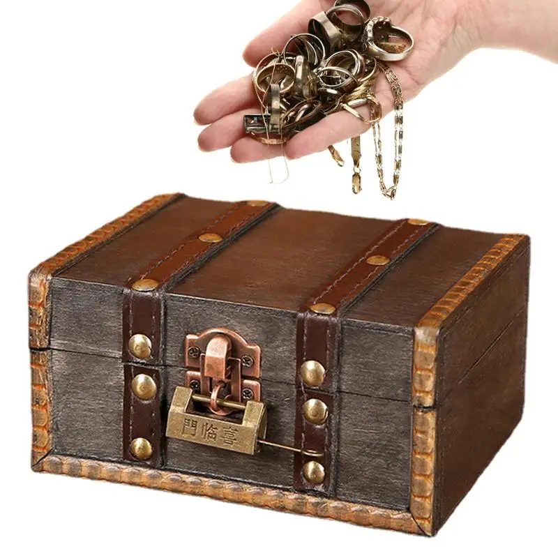 Treasure Case Vintage Wooden Storage Box Antique Style Jewelry Letter Organizer For Jewelry Box Trinket Box Home Storage Box