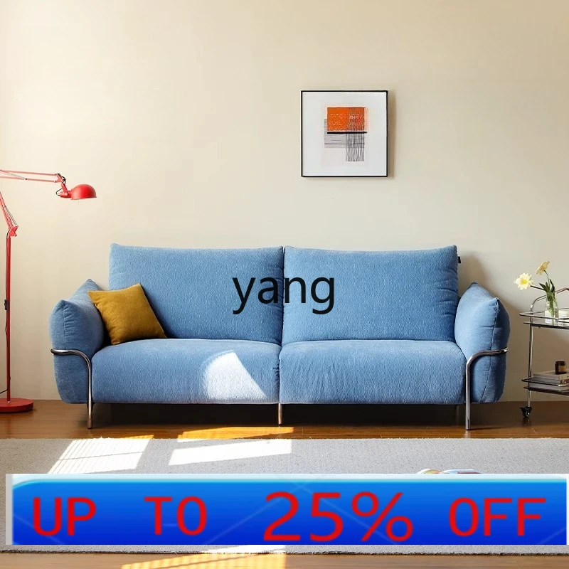 LH  fabric sofa simple small apartment high backrest dopamine blue straight row sofa
