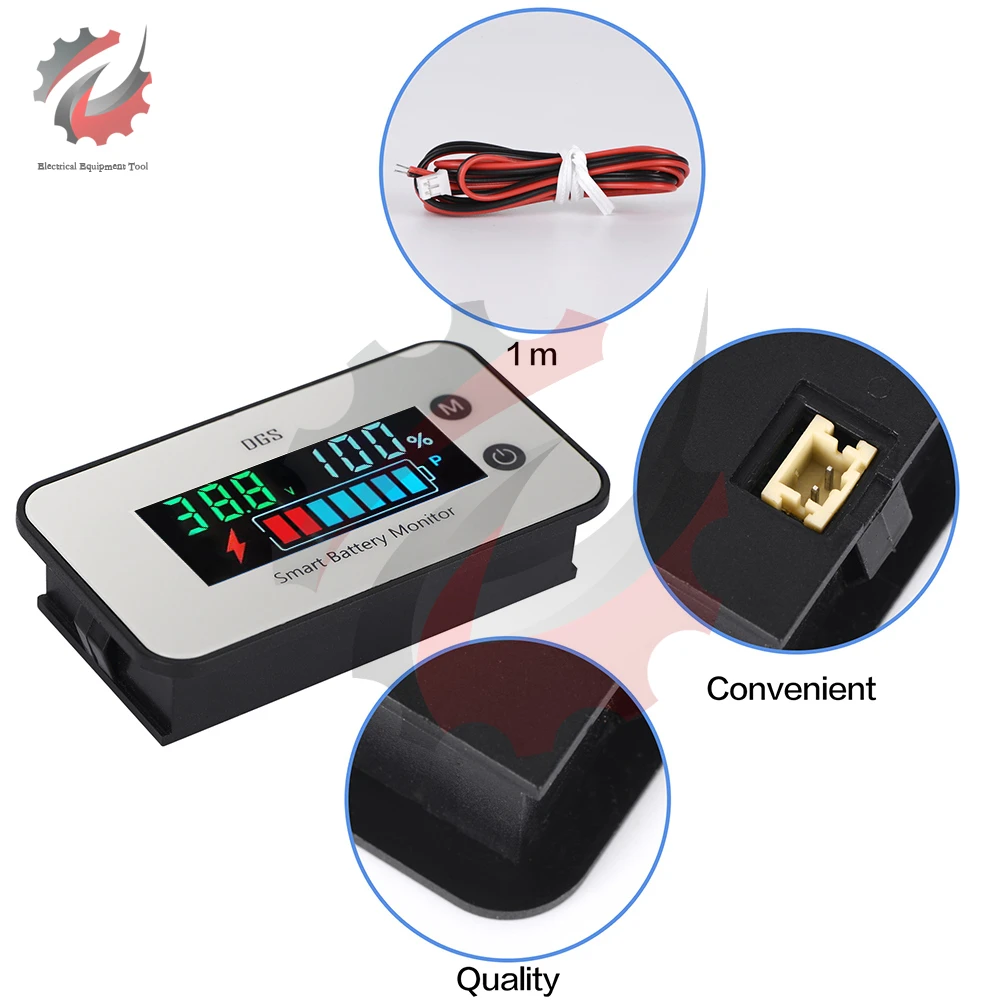 DC 7-100V Lead Acid Lithium LiFePO4 Battery Capacity Indicator Voltage Tester Waterproof Car Motorcycle Voltmeter With Alarm