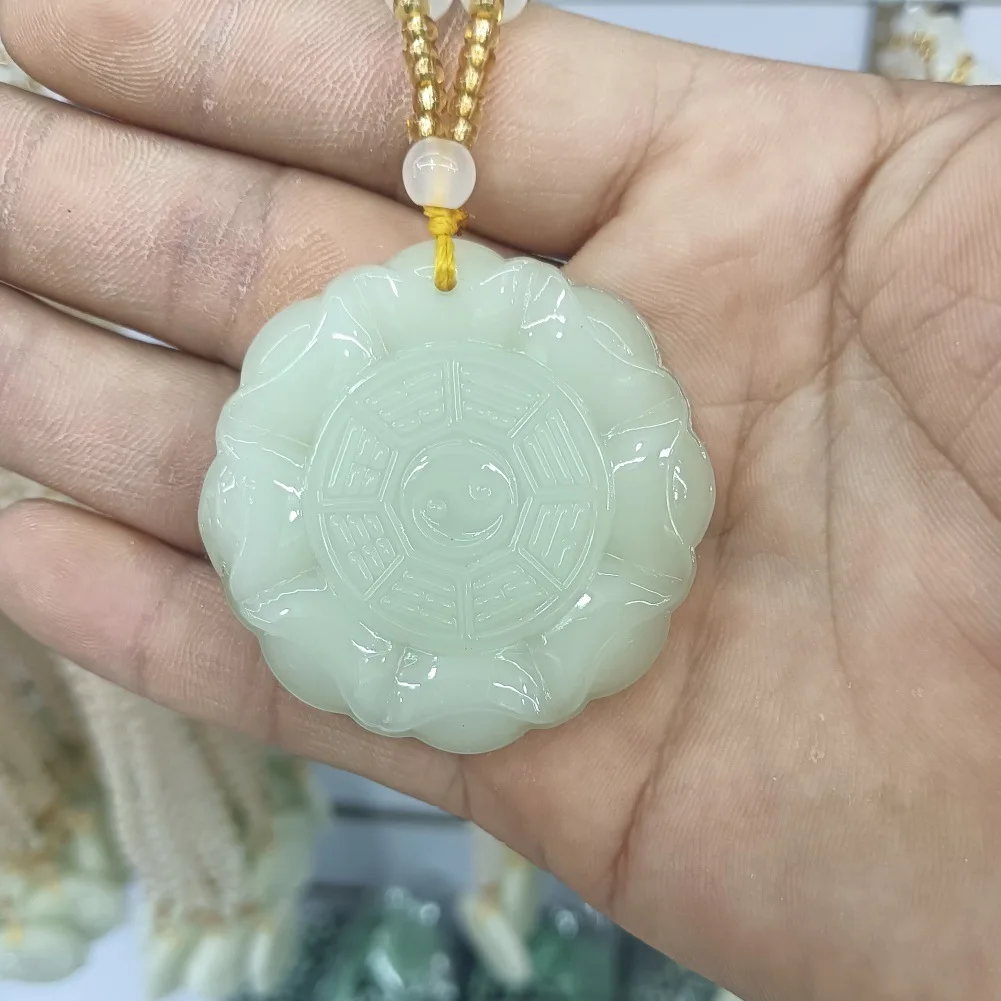 

White Jade Longfeng Brand Afghan White Jade Guanyin Guan Gong Pendant