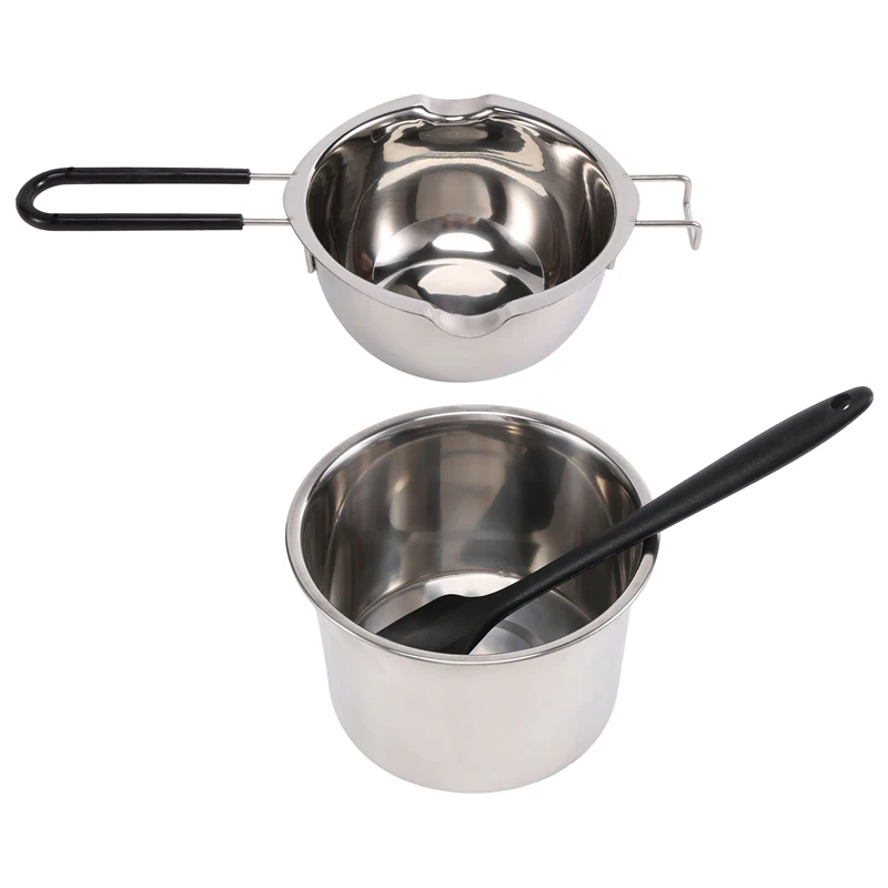 Double Boiler Pot Set Stainless Steel Melting Pot With Silicone Spatula For Melting Chocolate,Soap,Wax,Candle Making