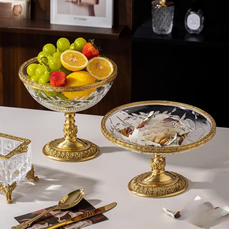 

antique living room coffee table household decorative fruit bowl brass crystal high-end exquisite high-value ornament