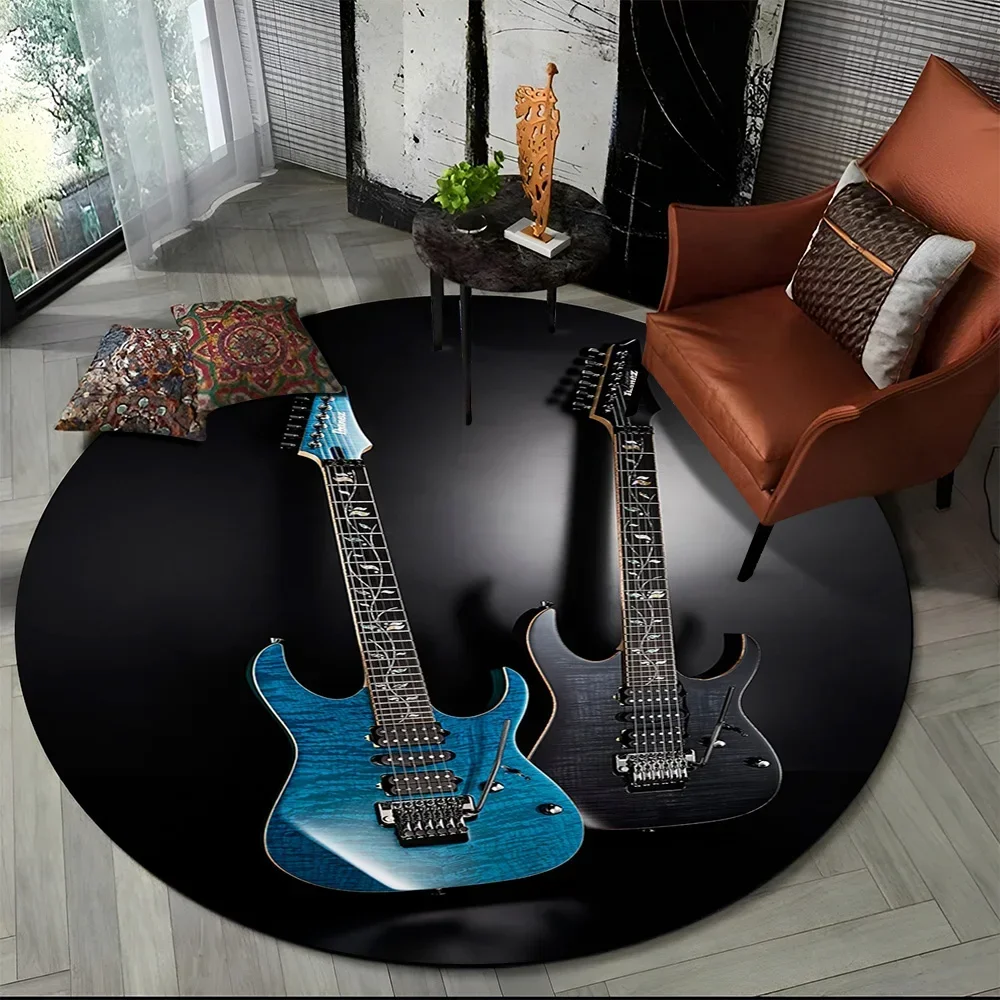 

Guitar-Themed Round Rug – Non-Slip Decorative Mat for Living Room, Bedroom, Playroom & Pet Areas