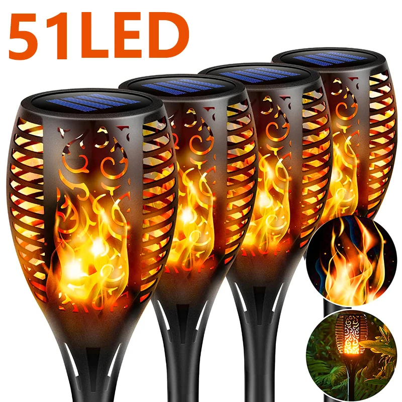 ZK40 56 LED Outdoor Solar Torch Lights Waterproof Garden Patio Flickering Dancing Flame Lamp