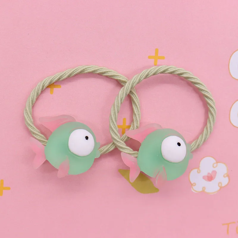 2Pcs/Set Kawaii Animal Whale Octopus Crab Resin Headband Children's Elastic Bands For Girl Headwear Scrunchie Ornaments Gift