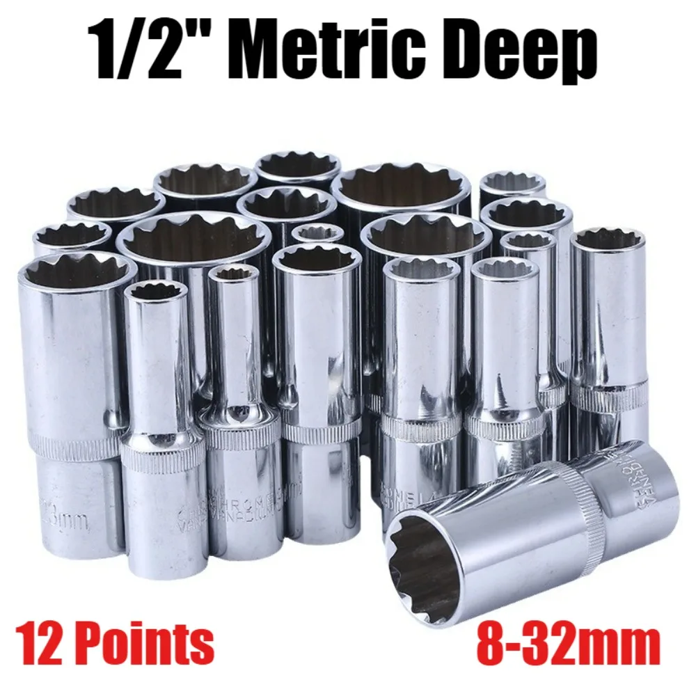 12 Points Metric Deep Socket 1/2" Drive 8-32mm Impact Socket