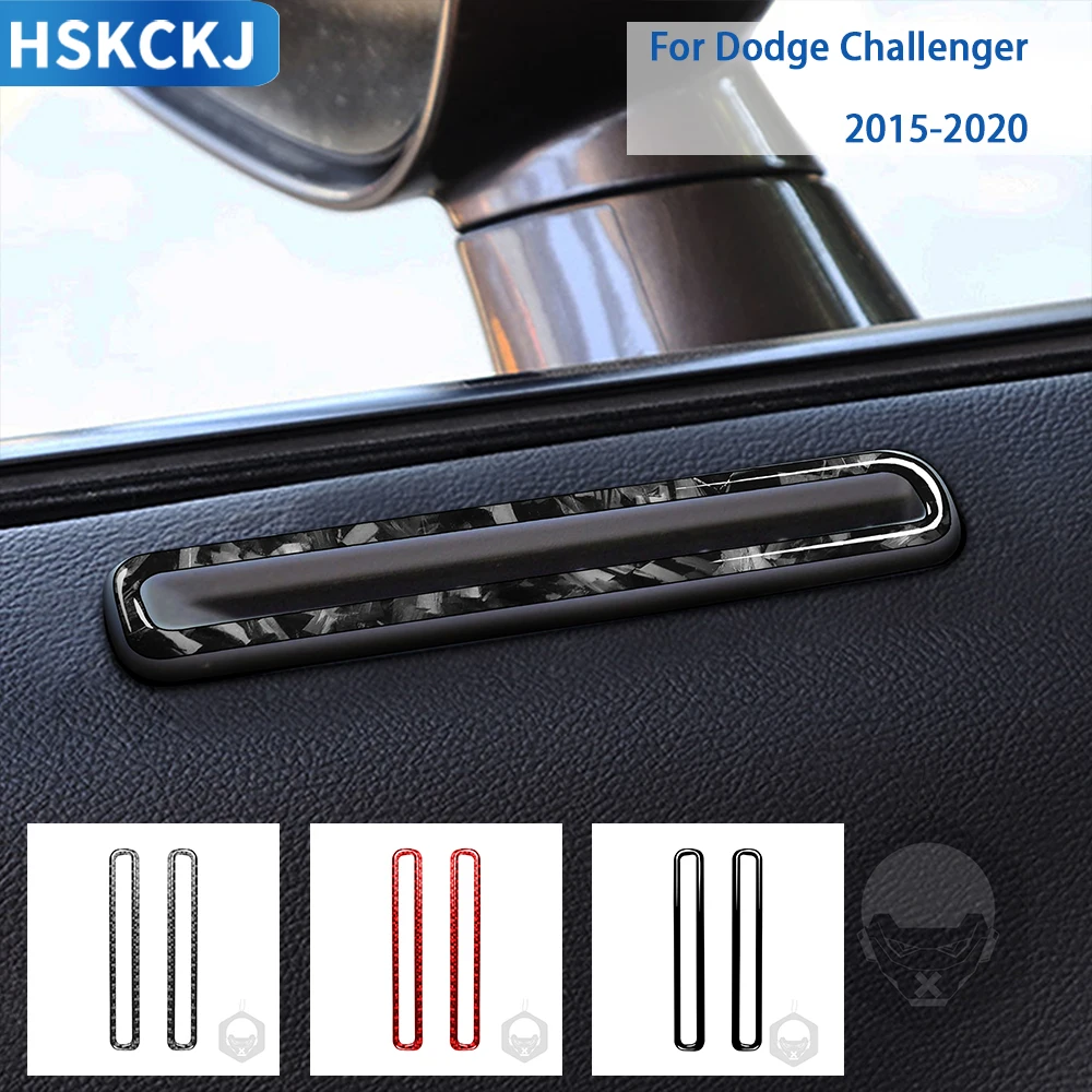 For Dodge Challenger 2015 2016 2017 2018 2019 2020 Accessories Carbon Fiber Car Interior Door Air Outlet Frame Trim Sticker