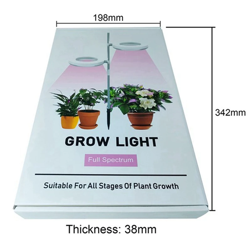 LED Grow Light-12H Cycle Auto Timing Switch Adjustable Annular Light Ring For Garden Potted Plant Starting