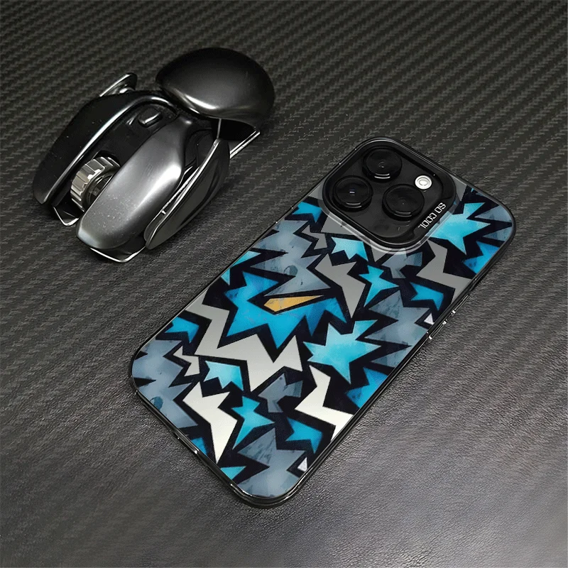 

Geometric lightning pattern phone case for iPhone 16 15 14 13 12 11 Pro/ Max/Plus shock-proof rear cover anti-fingerprint