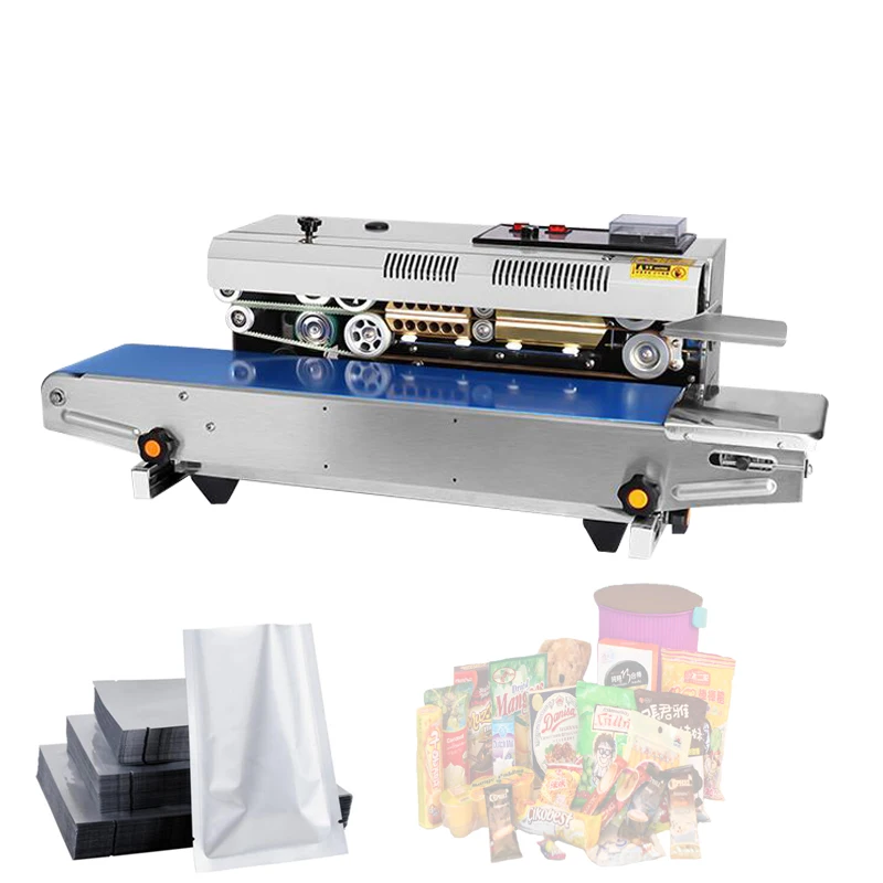 Horizontal Continuous Band Sealer Printable Date Film Bag Automatic Heat Sealing Machine Food Sealer