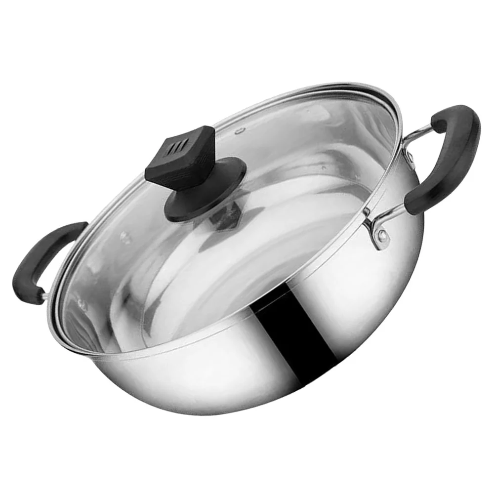 

Stainless Steel Soup Pot Hotpot Double-handle Stock Induction Large Pan Thicken Cookware